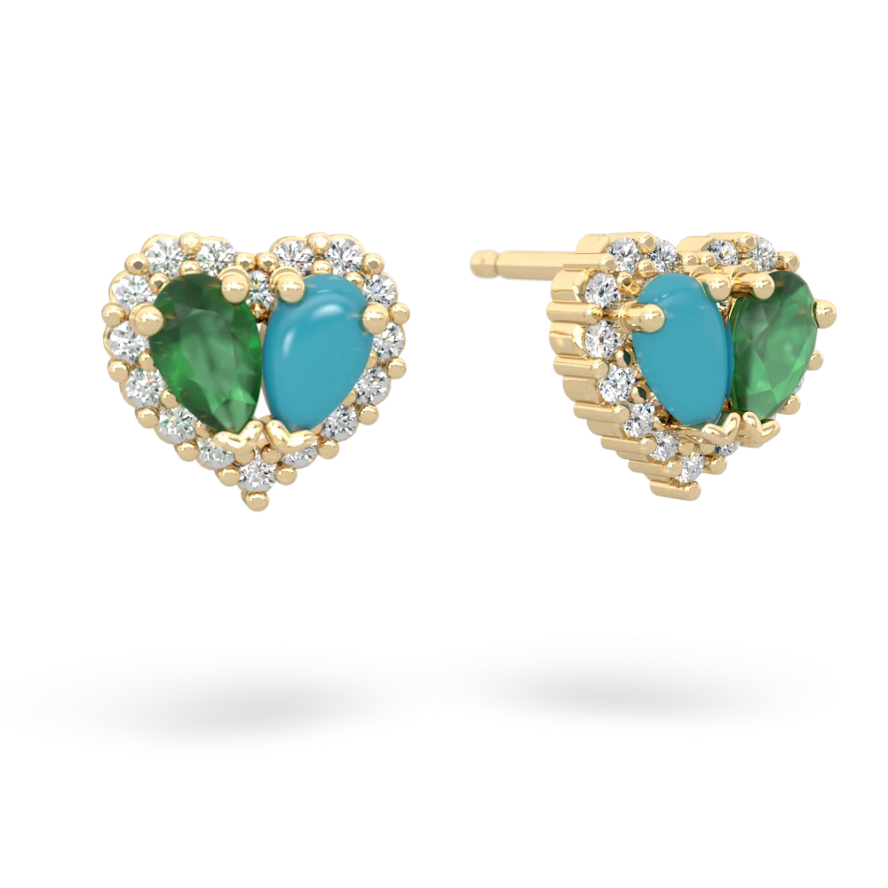 Emerald Halo 14K Yellow Gold earrings E7008