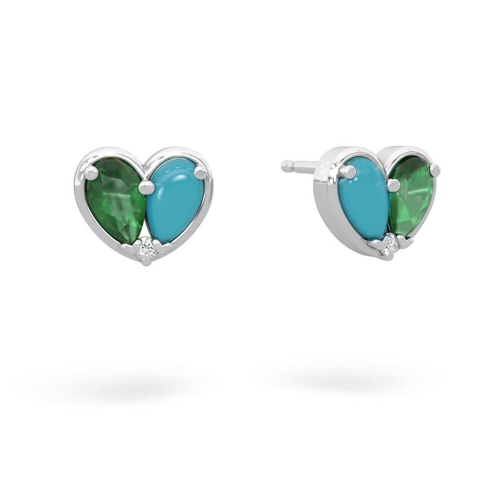 Emerald 'Our Heart' 14K White Gold earrings E5072