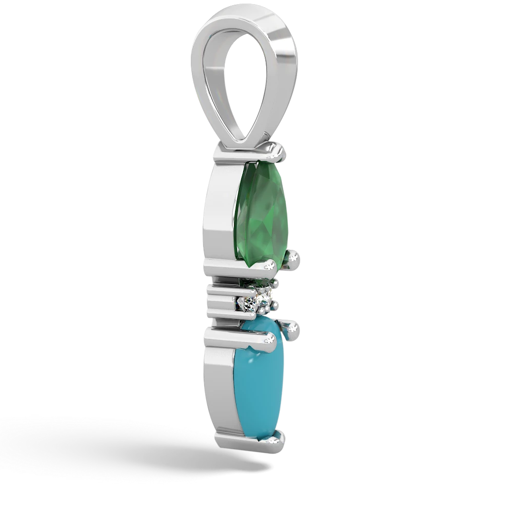 Emerald Bowtie Drop 14K White Gold pendant P0865