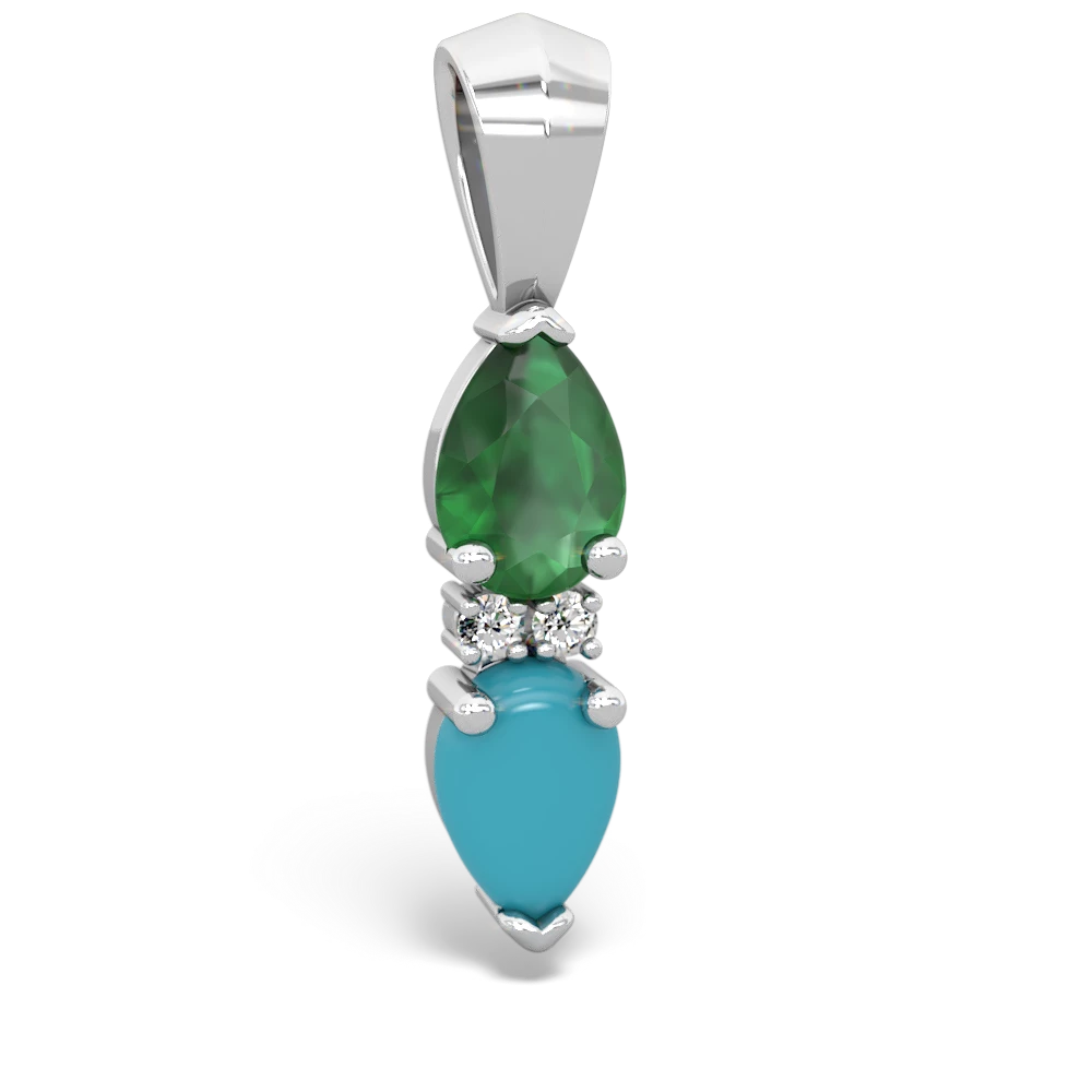 Emerald Bowtie Drop 14K White Gold pendant P0865