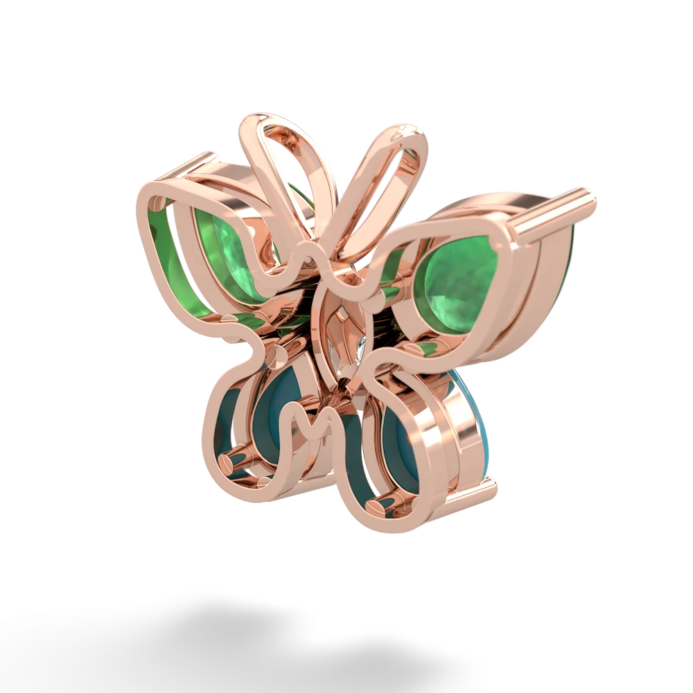 Emerald Butterfly 14K Rose Gold pendant P2215