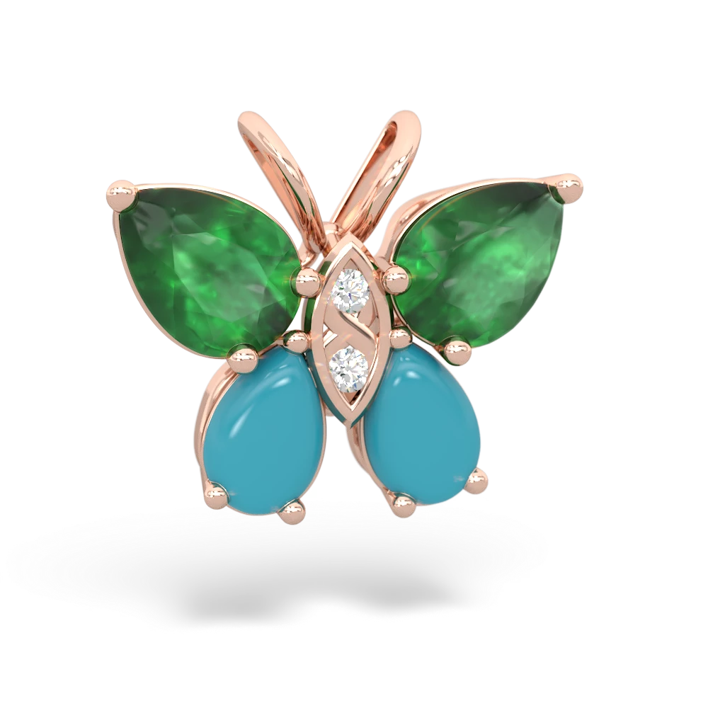 Emerald Butterfly 14K Rose Gold pendant P2215