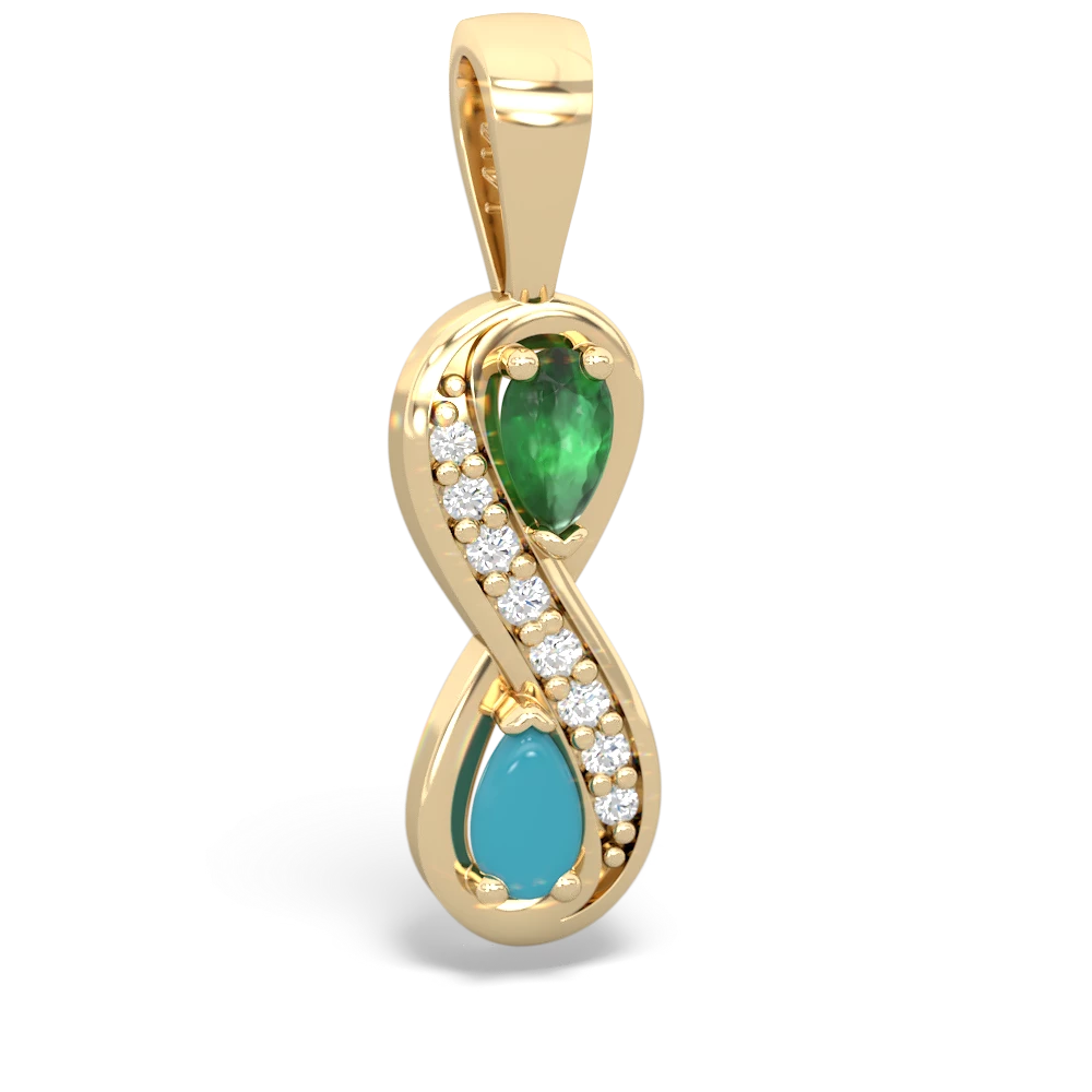 Emerald Diamond Infinity 14K Yellow Gold pendant P5390