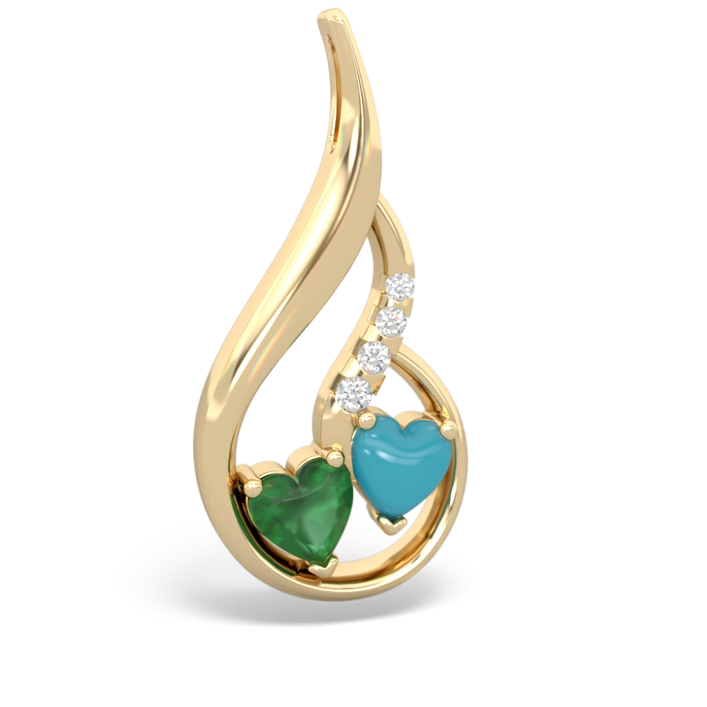 Emerald Keepsake Curves 14K Yellow Gold pendant P5450