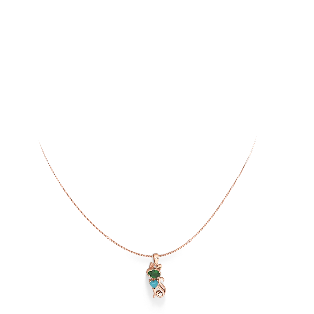 Emerald Kitten 14K Rose Gold pendant P5780