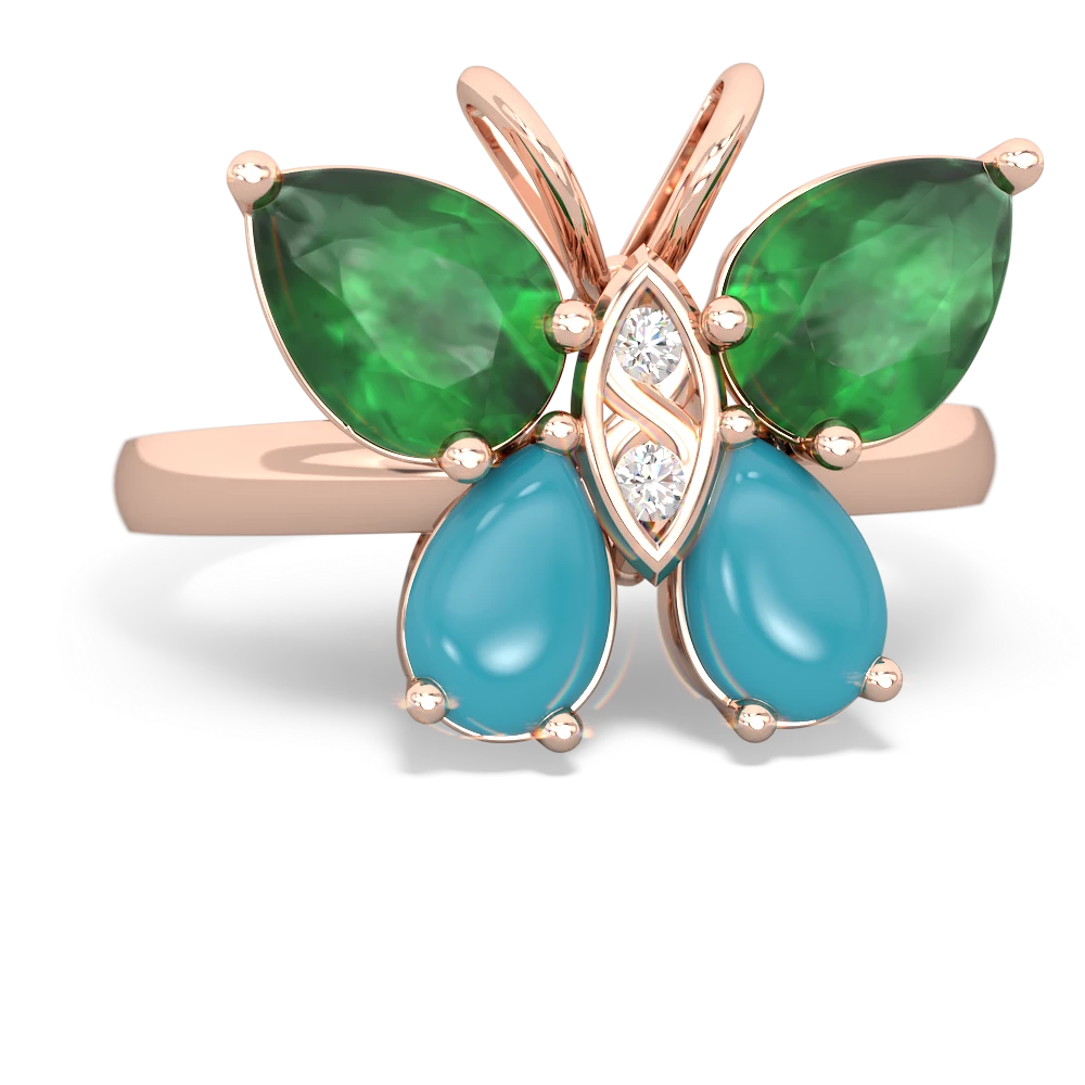 Emerald Butterfly 14K Rose Gold ring R2215