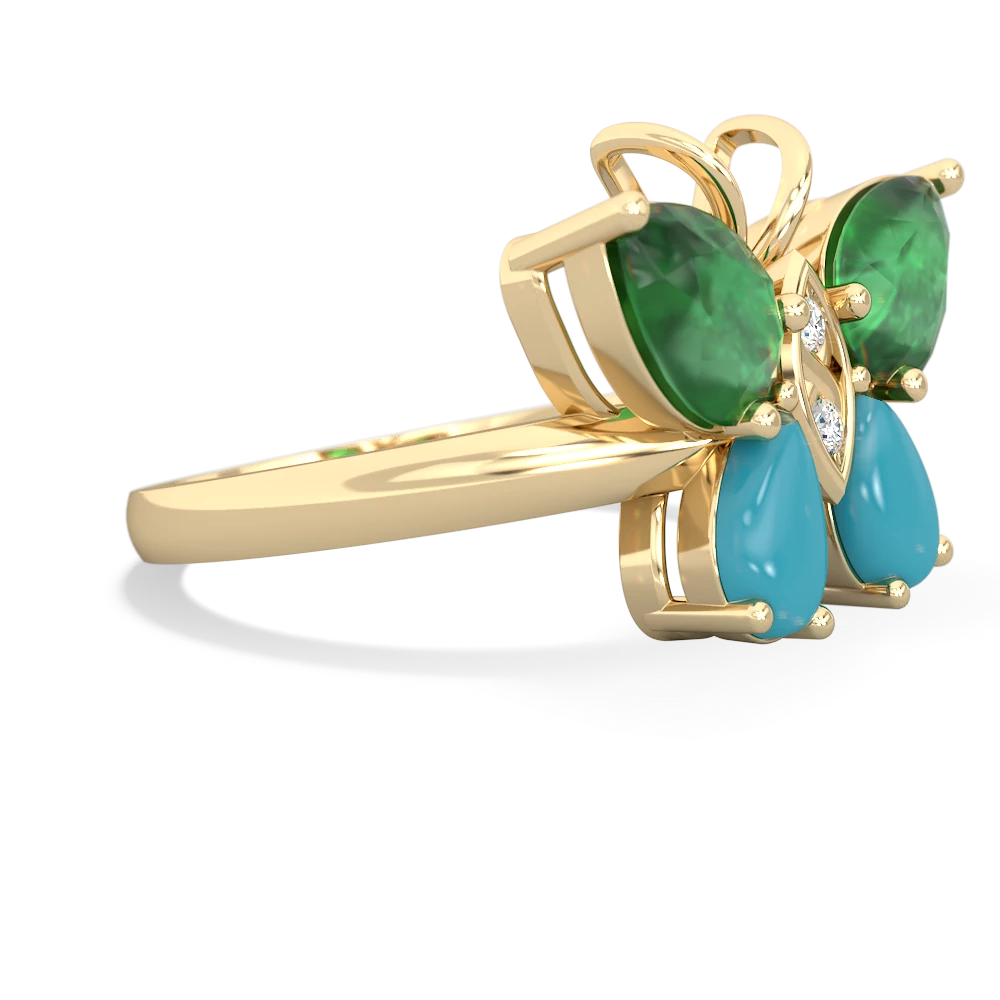 Emerald Butterfly 14K Yellow Gold ring R2215