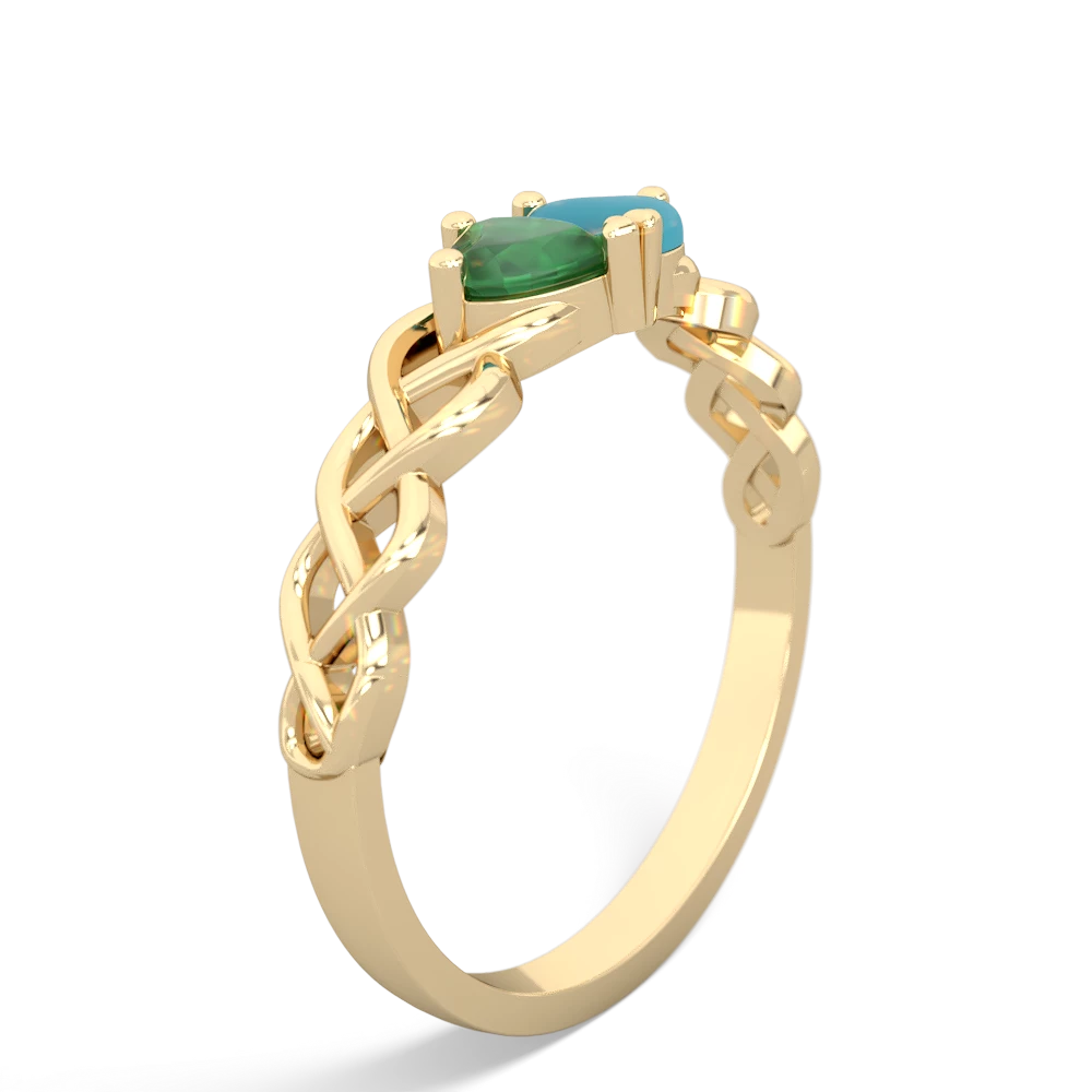 Emerald Heart To Heart Braid 14K Yellow Gold ring R5870