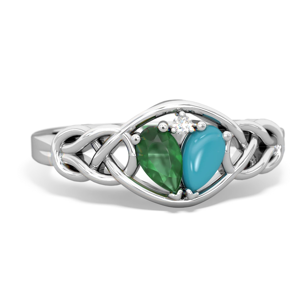 Emerald Celtic Love Knot 14K White Gold ring R5420