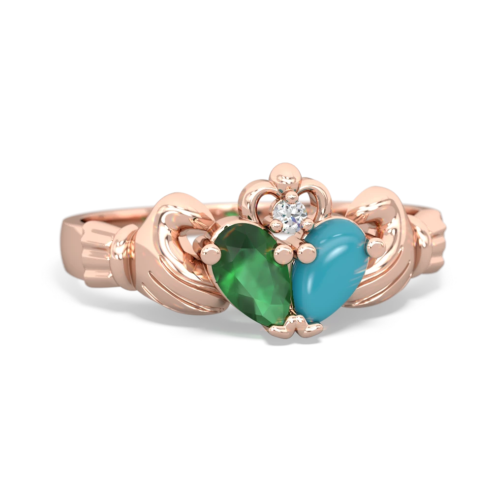 Emerald 'Our Heart' Claddagh 14K Rose Gold ring R2388