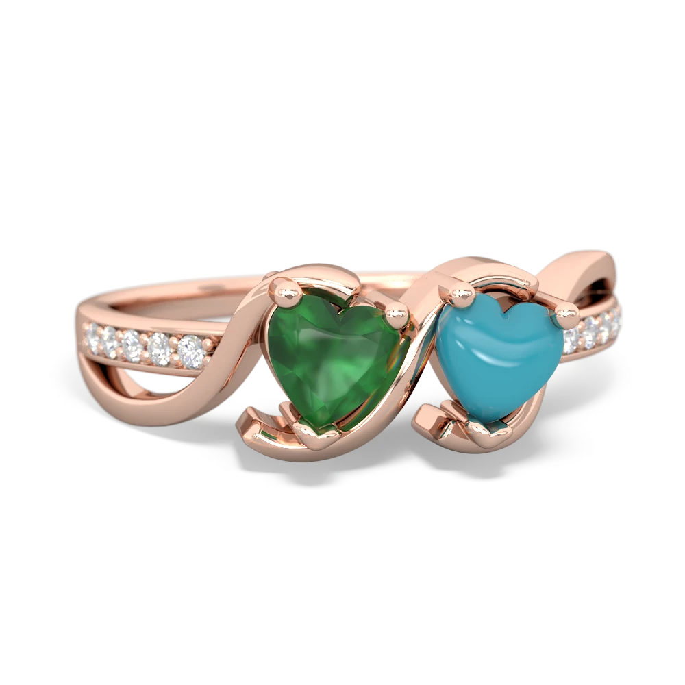 Emerald Side By Side 14K Rose Gold ring R3090