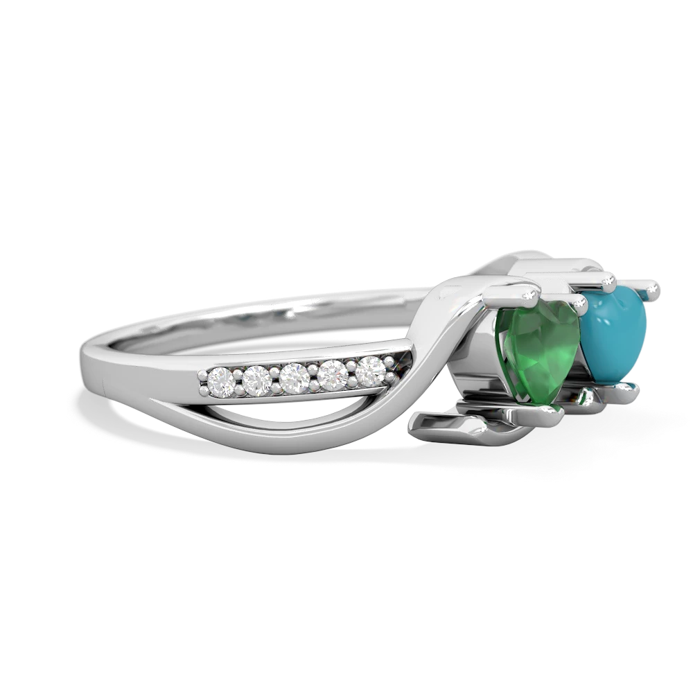 Emerald Side By Side 14K White Gold ring R3090