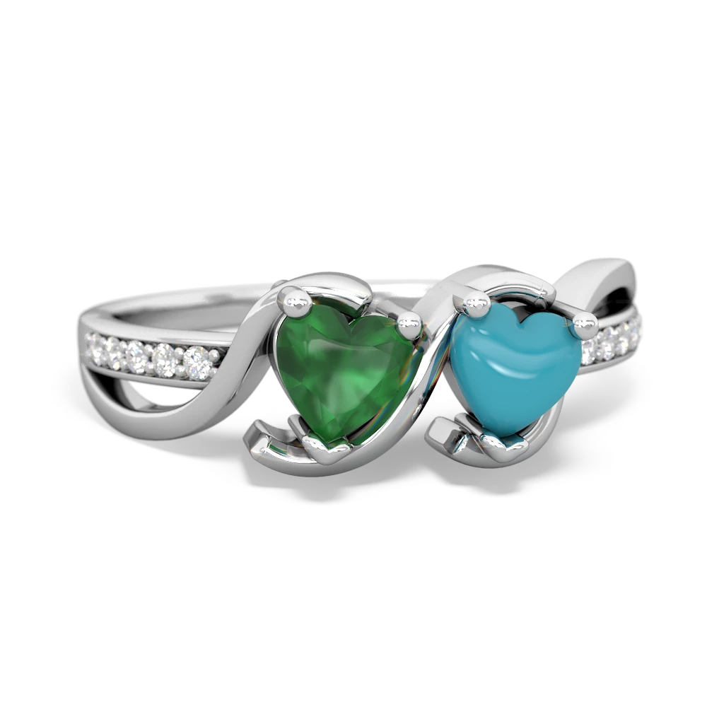 Emerald Side By Side 14K White Gold ring R3090