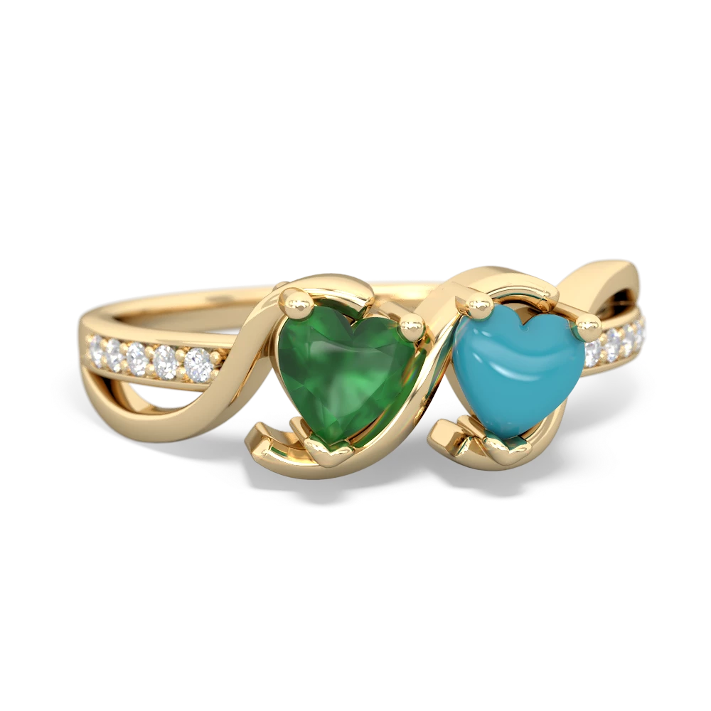 Emerald Side By Side 14K Yellow Gold ring R3090