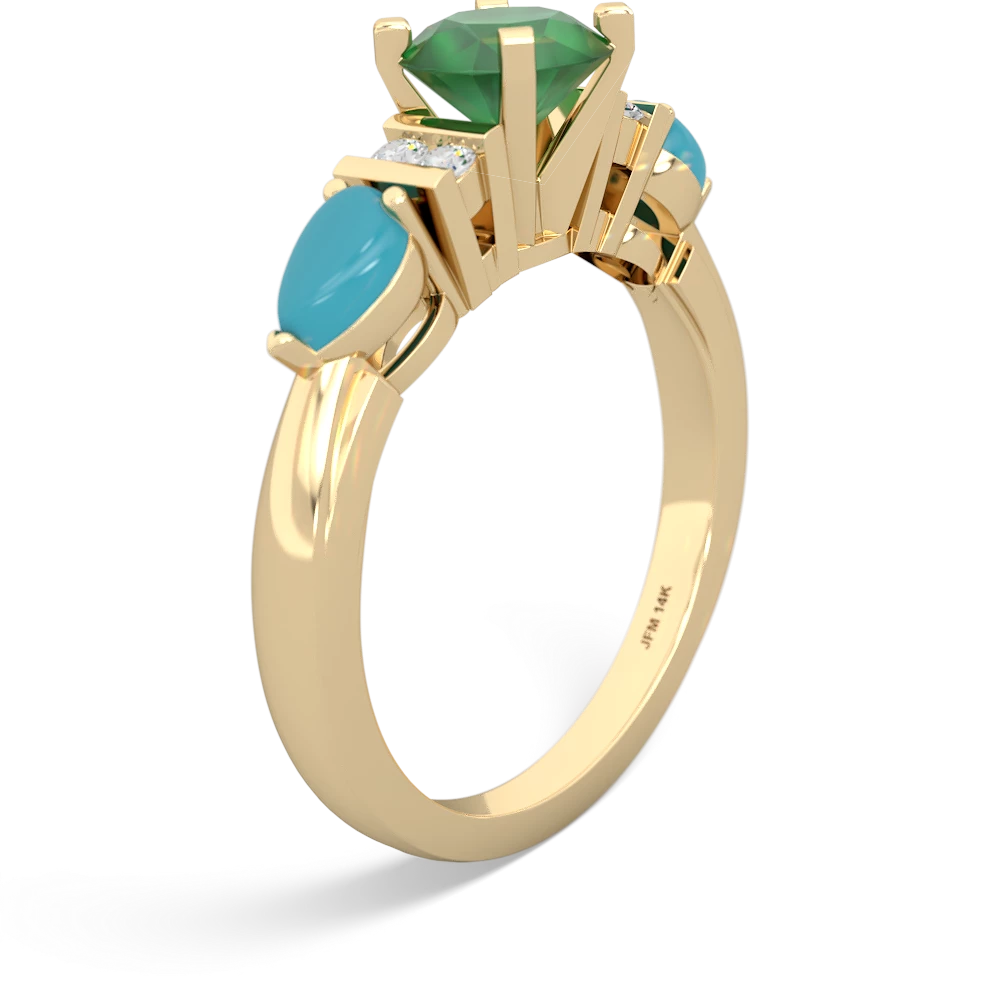 Emerald 6Mm Round Eternal Embrace Engagement 14K Yellow Gold ring R2005