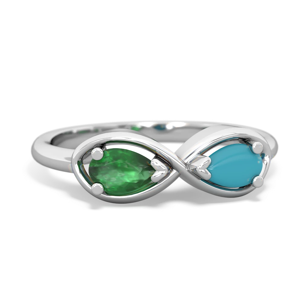 Emerald Infinity 14K White Gold ring R5050