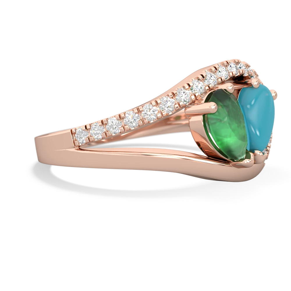 Emerald Nestled Heart Keepsake 14K Rose Gold ring R5650