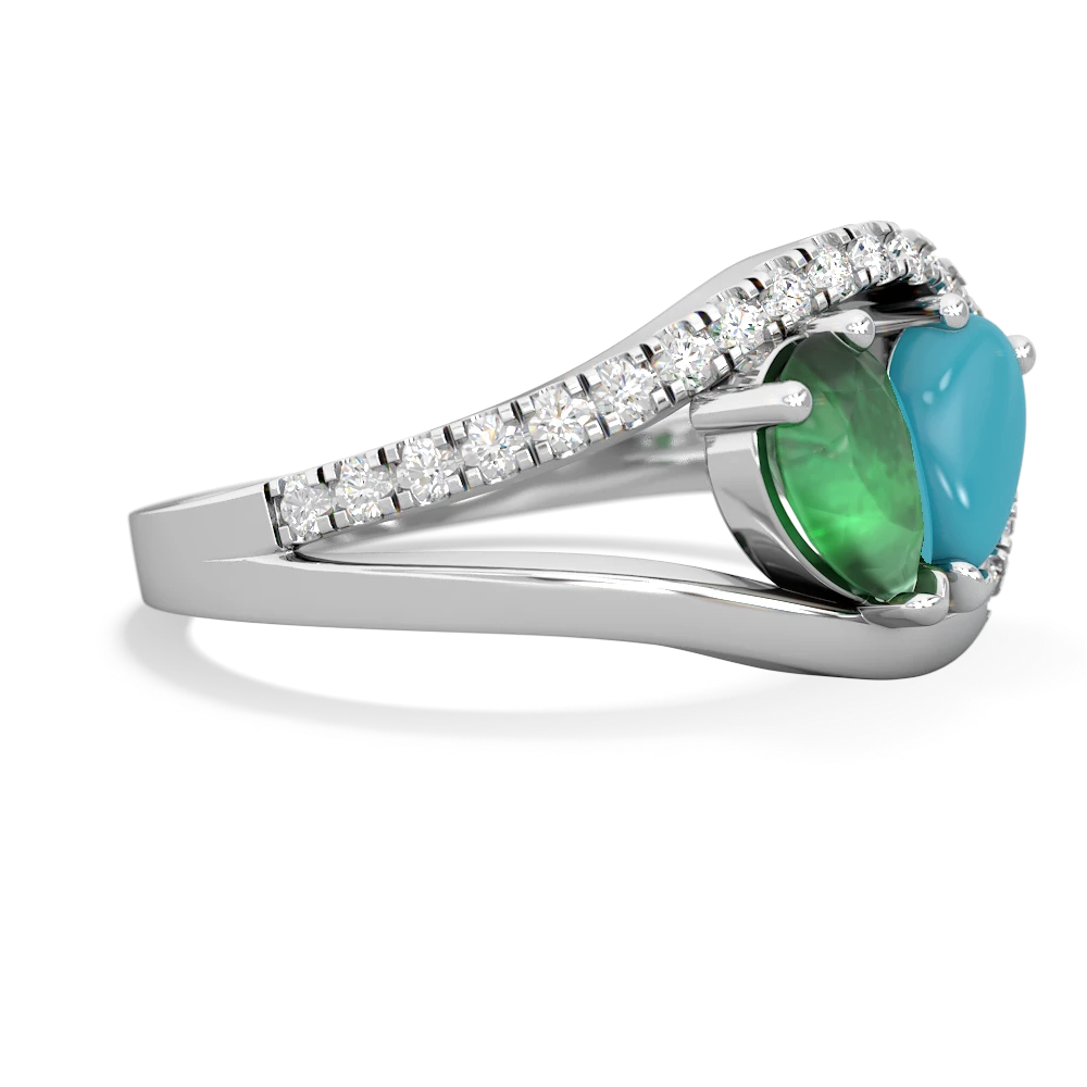 Emerald Nestled Heart Keepsake 14K White Gold ring R5650