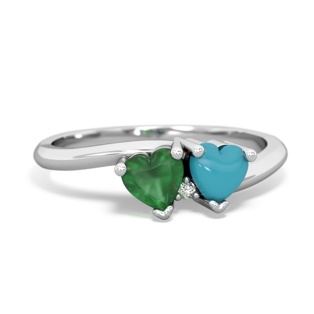 Emerald Sweethearts 14K White Gold ring R5260