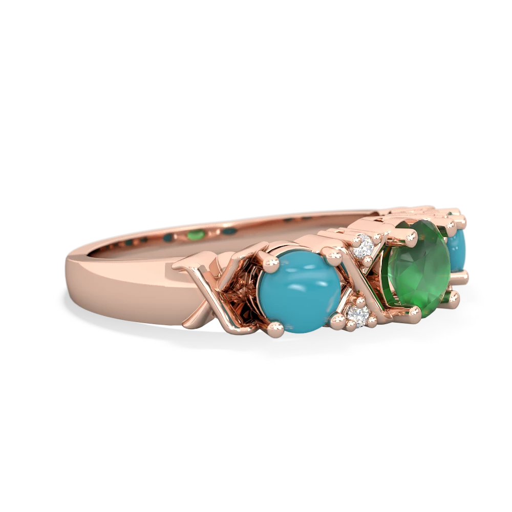 Emerald Hugs And Kisses 14K Rose Gold ring R5016