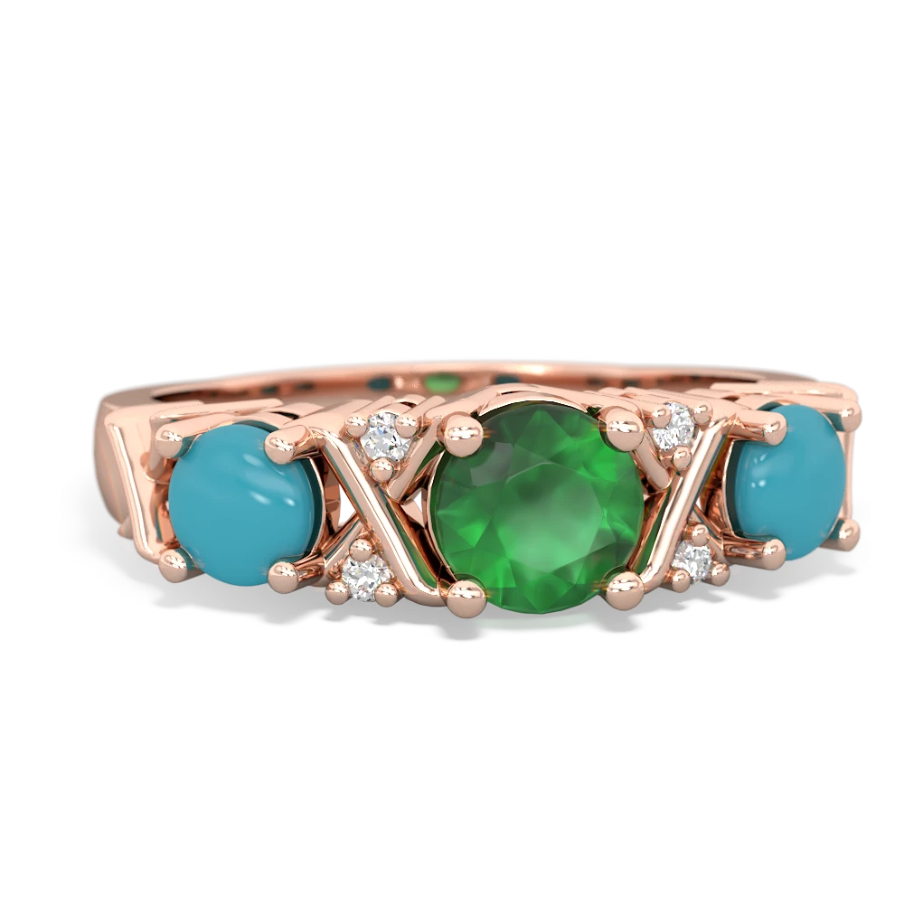 Emerald Hugs And Kisses 14K Rose Gold ring R5016