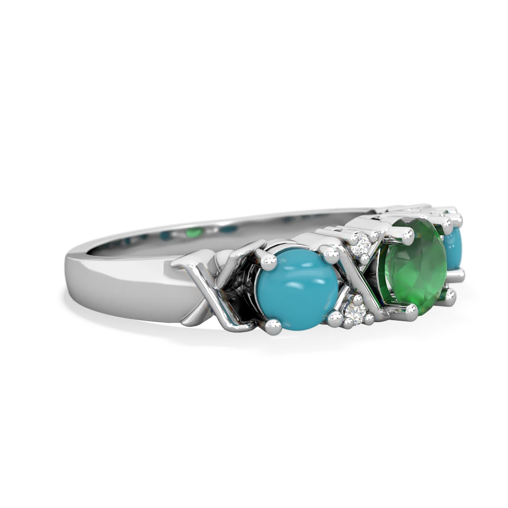 Emerald Hugs And Kisses 14K White Gold ring R5016