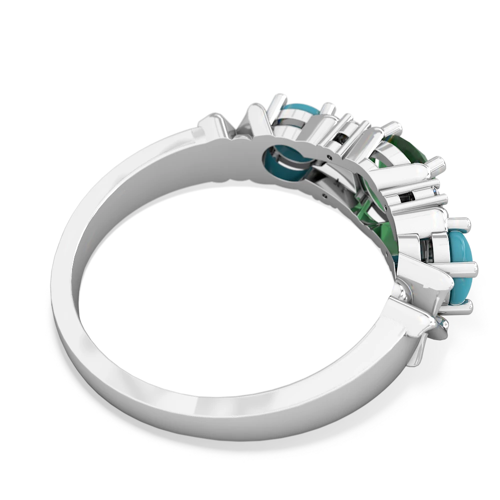 Emerald Hugs And Kisses 14K White Gold ring R5016