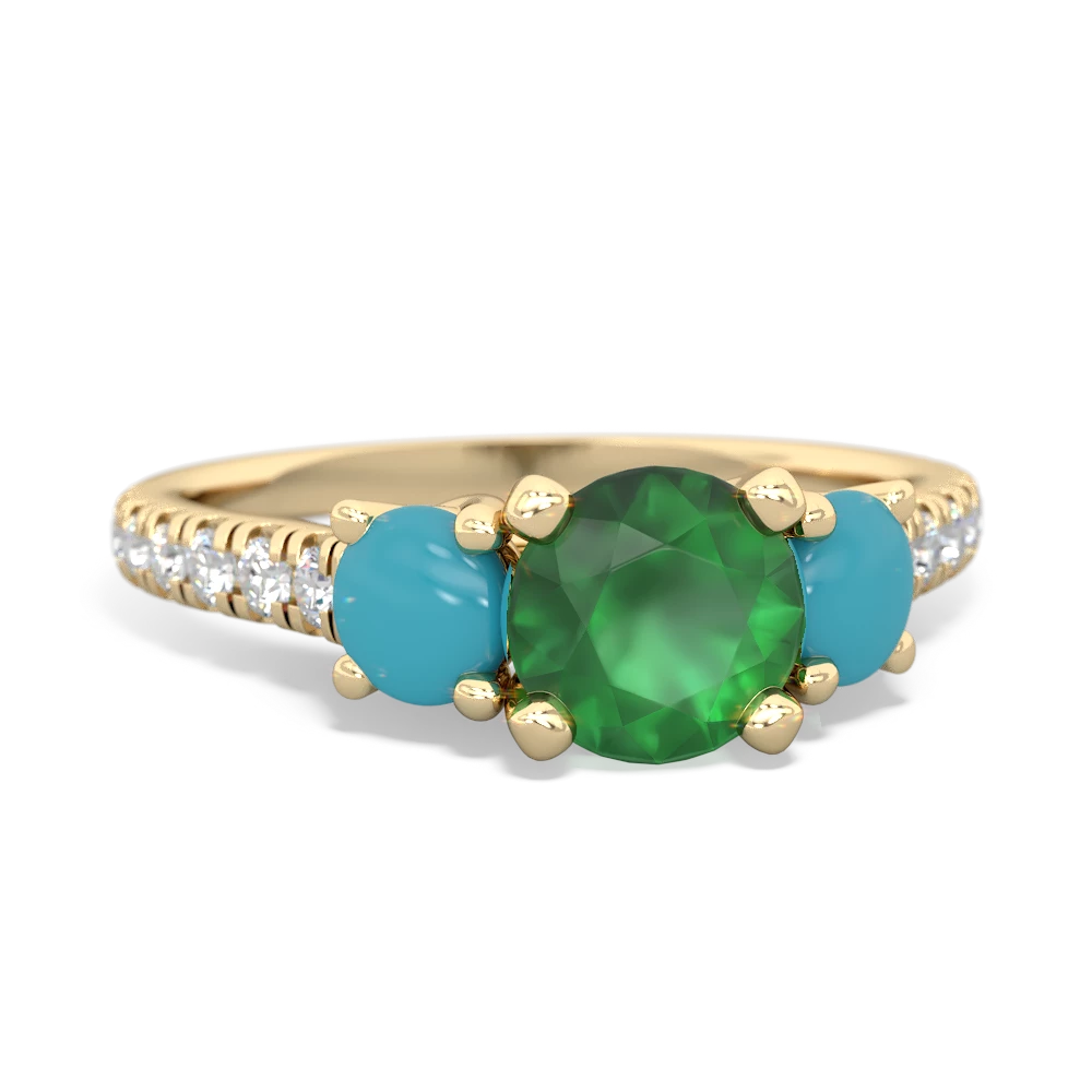 Emerald Pave Trellis 14K Yellow Gold ring R5500