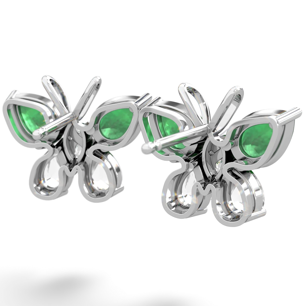 Emerald Butterfly 14K White Gold earrings E2215