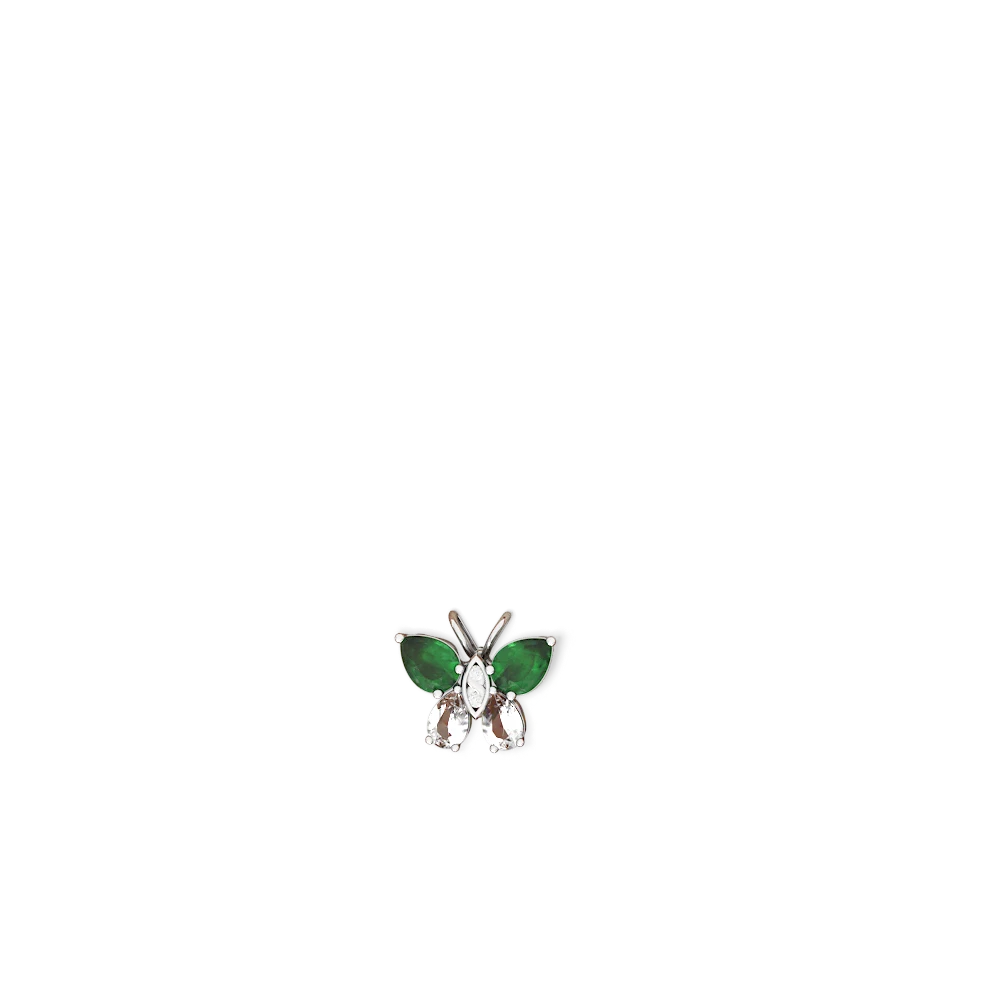 Emerald Butterfly 14K White Gold earrings E2215