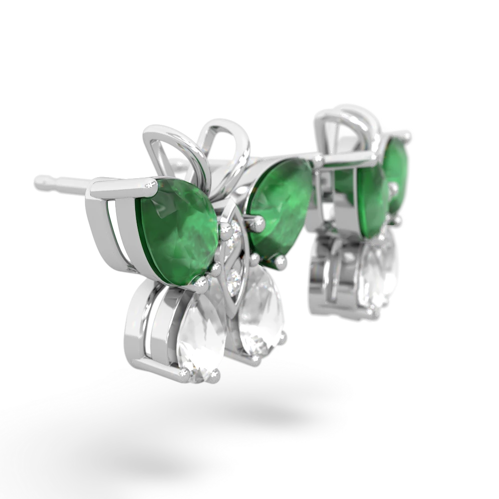 Emerald Butterfly 14K White Gold earrings E2215