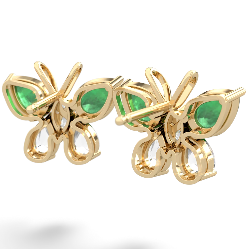 Emerald Butterfly 14K Yellow Gold earrings E2215