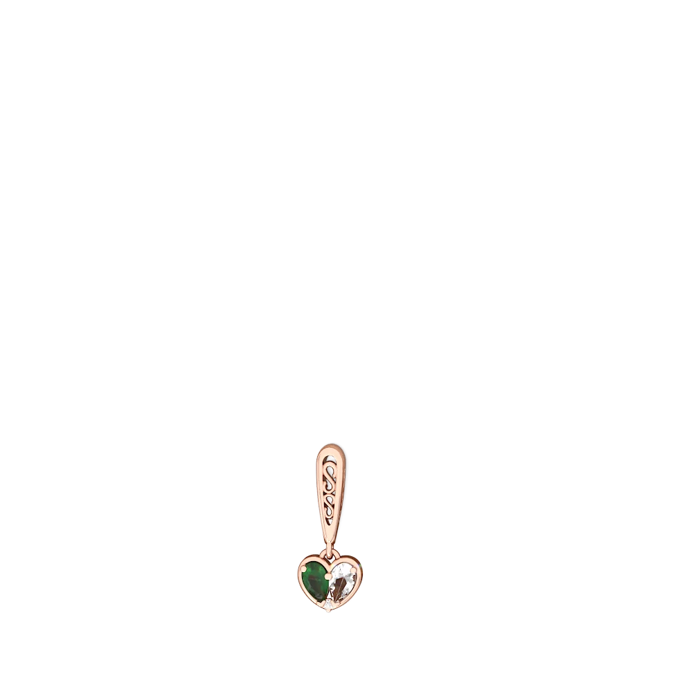 Emerald Filligree Heart 14K Rose Gold earrings E5070