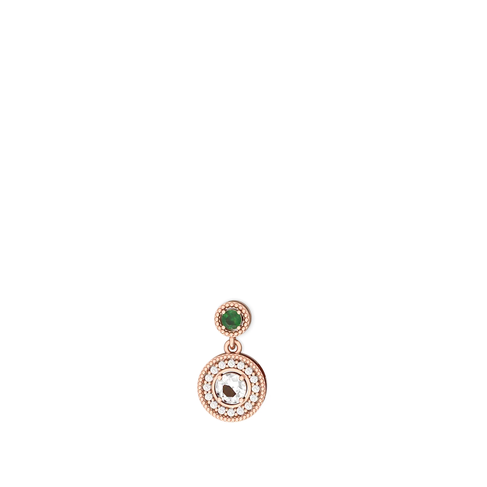 Emerald Halo Dangle 14K Rose Gold earrings E5319