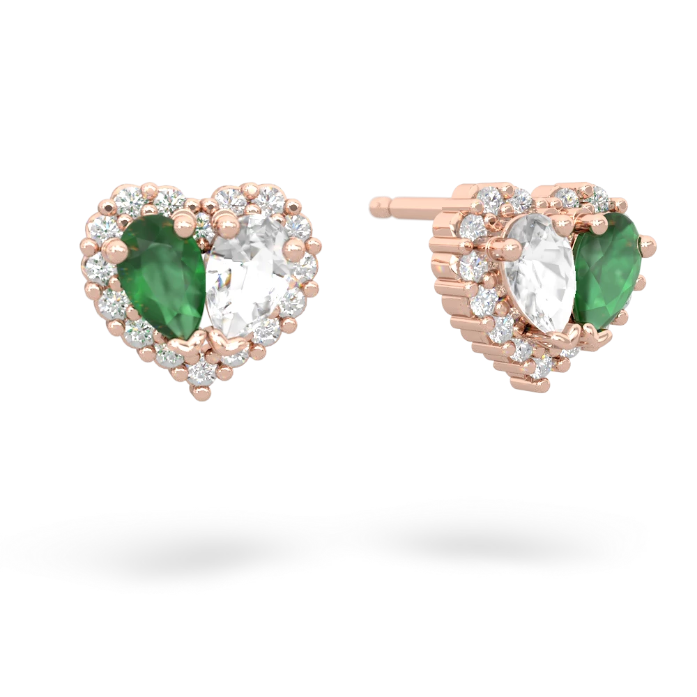 Emerald Halo 14K Rose Gold earrings E7008