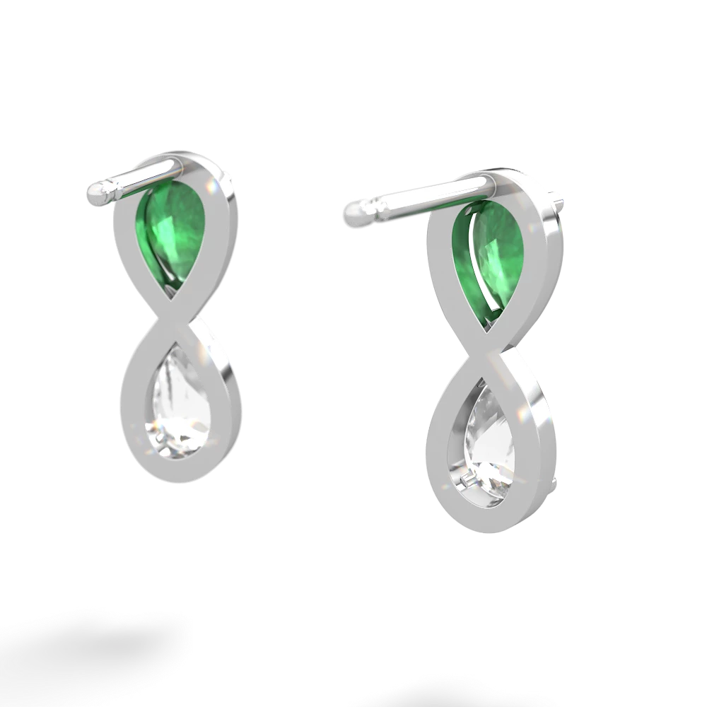 Emerald Infinity 14K White Gold earrings E5050