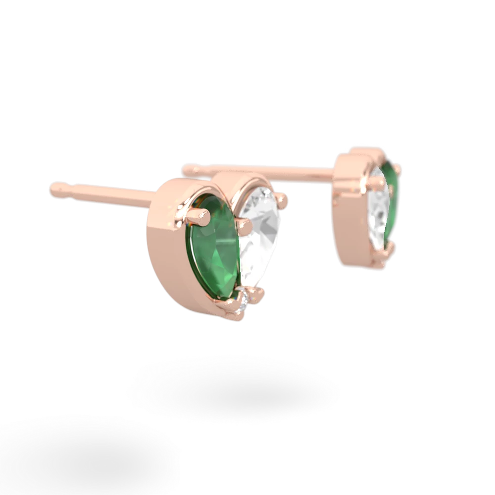 Emerald 'Our Heart' 14K Rose Gold earrings E5072