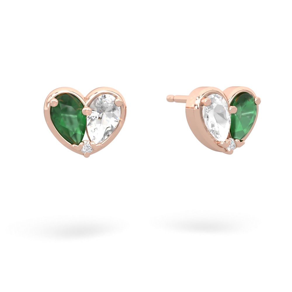 Emerald 'Our Heart' 14K Rose Gold earrings E5072