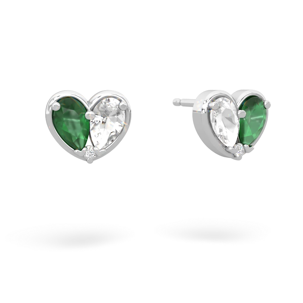 Emerald 'Our Heart' 14K White Gold earrings E5072