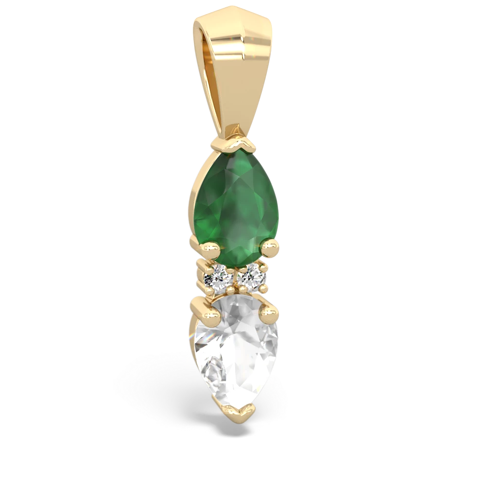 Emerald Bowtie Drop 14K Yellow Gold pendant P0865