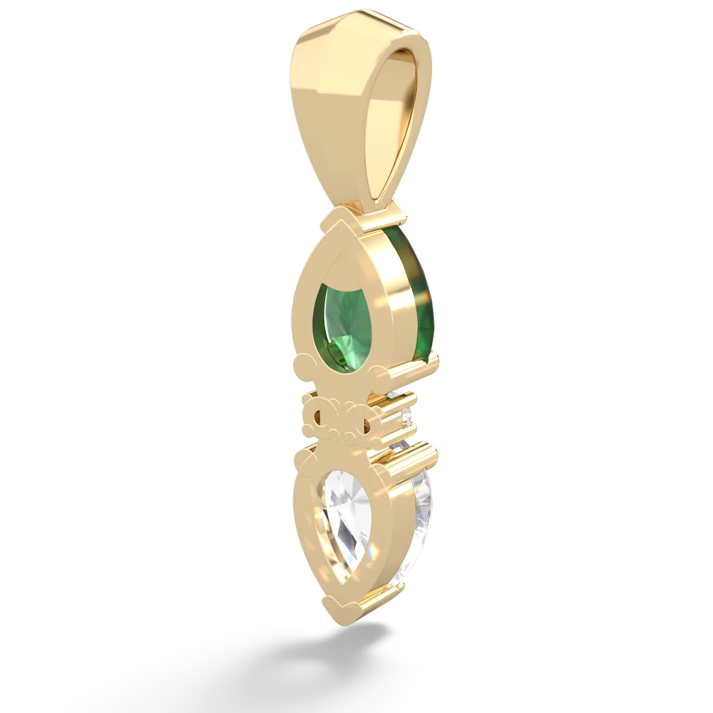 Emerald Bowtie Drop 14K Yellow Gold pendant P0865