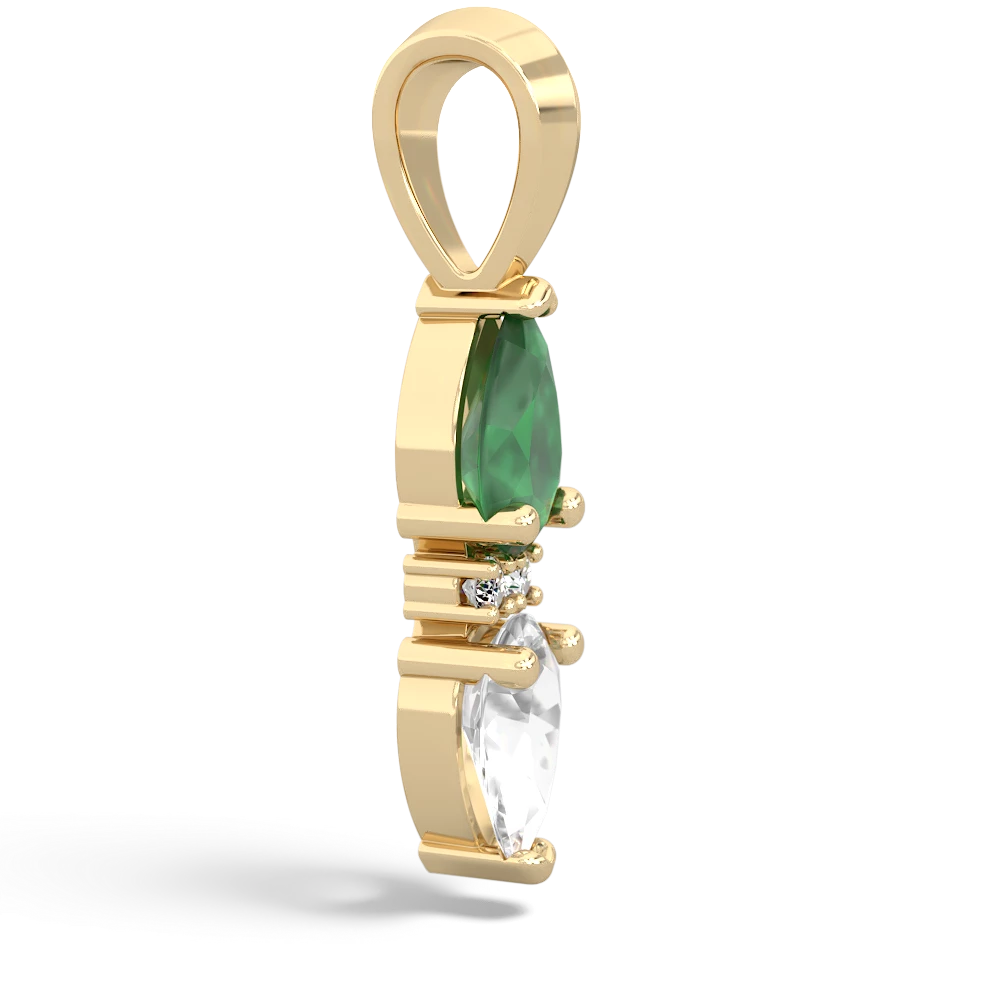 Emerald Bowtie Drop 14K Yellow Gold pendant P0865