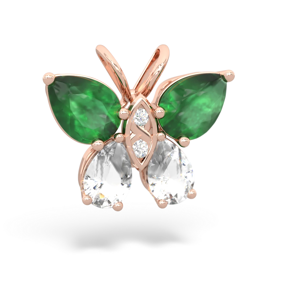 Emerald Butterfly 14K Rose Gold pendant P2215