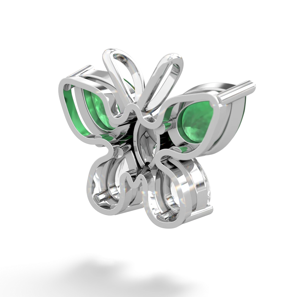 Emerald Butterfly 14K White Gold pendant P2215