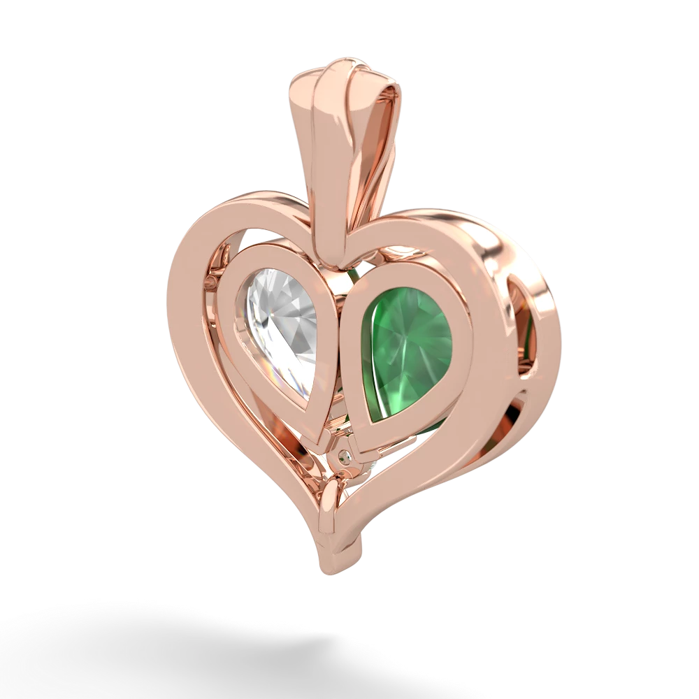 Emerald Two Become One 14K Rose Gold pendant P5330