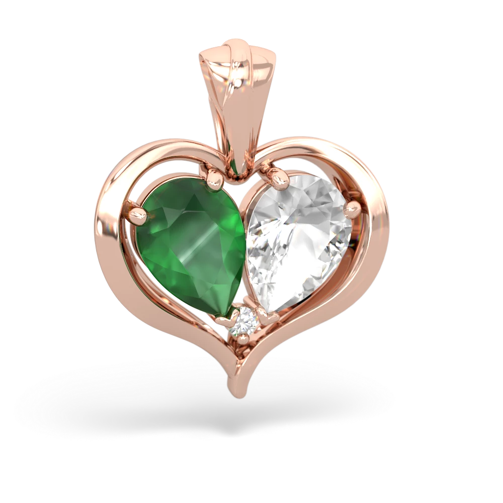 Emerald Two Become One 14K Rose Gold pendant P5330