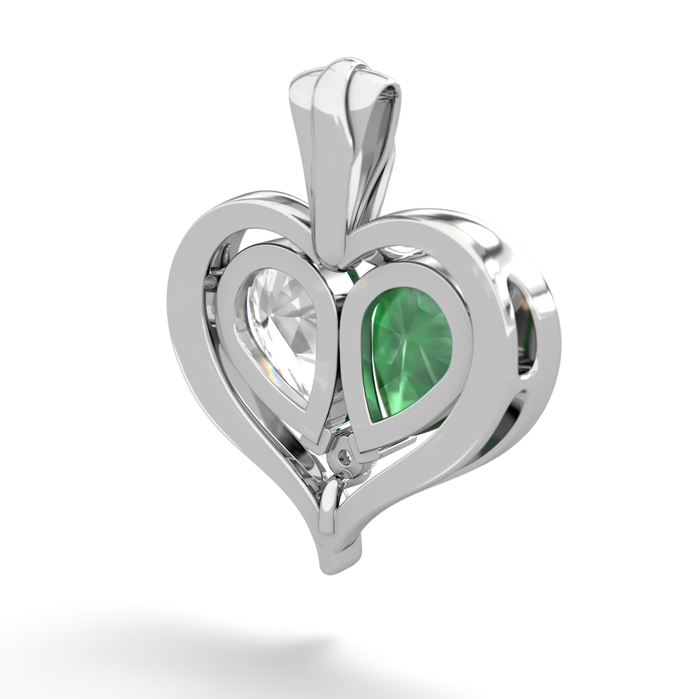 Emerald Two Become One 14K White Gold pendant P5330