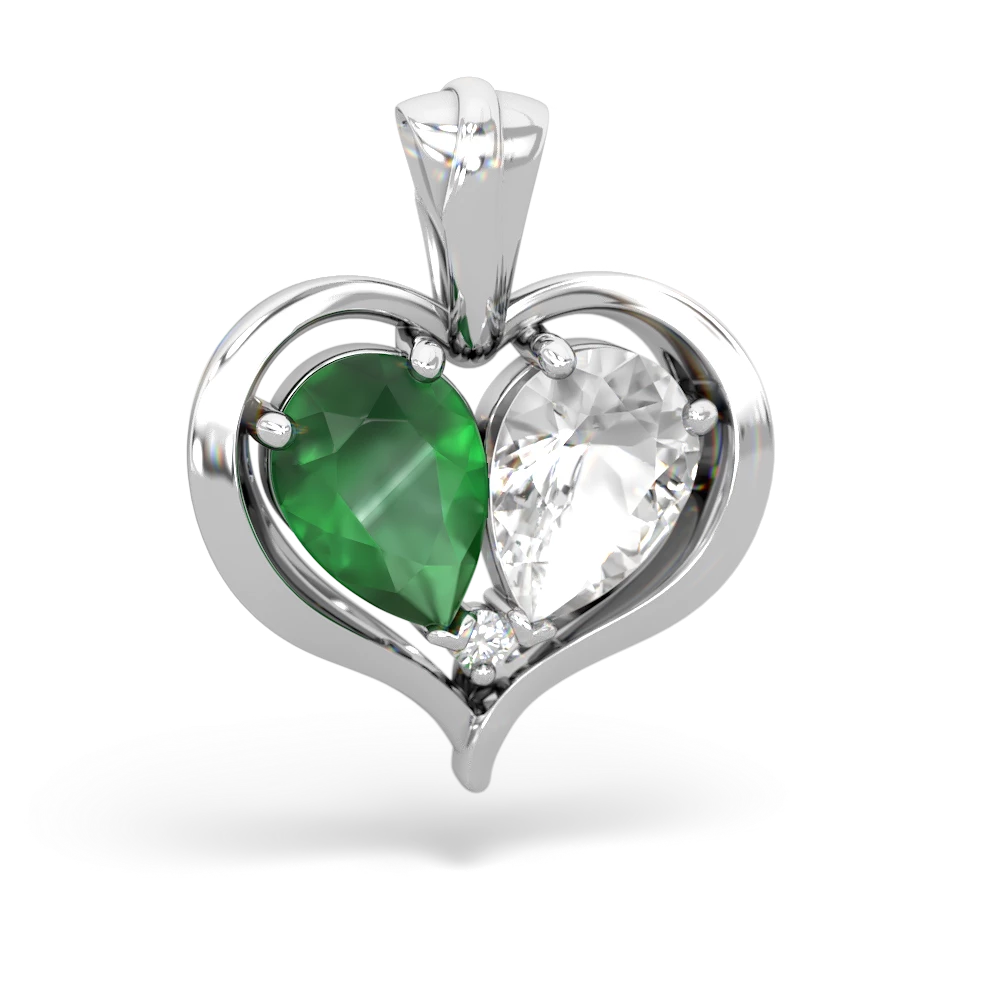 Emerald Two Become One 14K White Gold pendant P5330