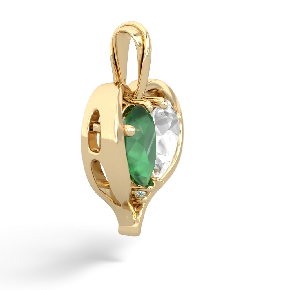 Emerald Two Become One 14K Yellow Gold pendant P5330