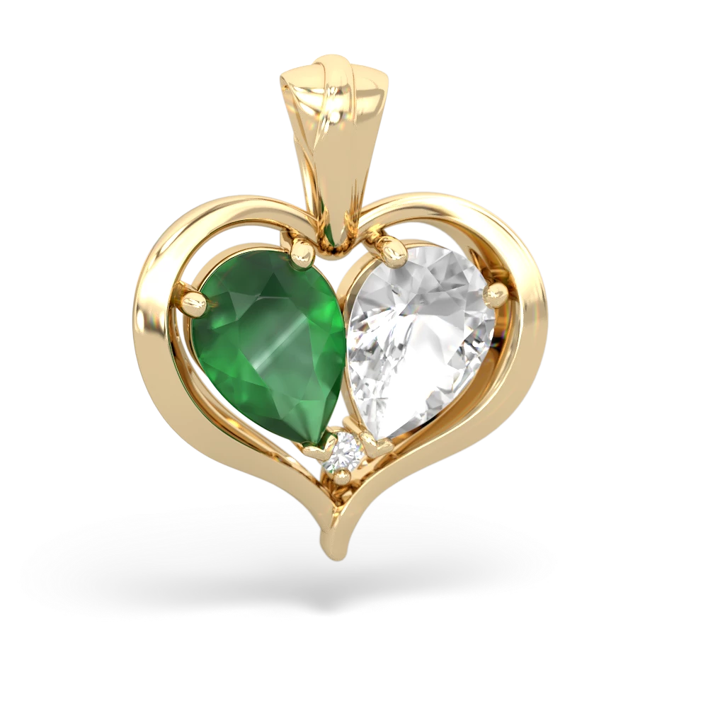 Emerald Two Become One 14K Yellow Gold pendant P5330